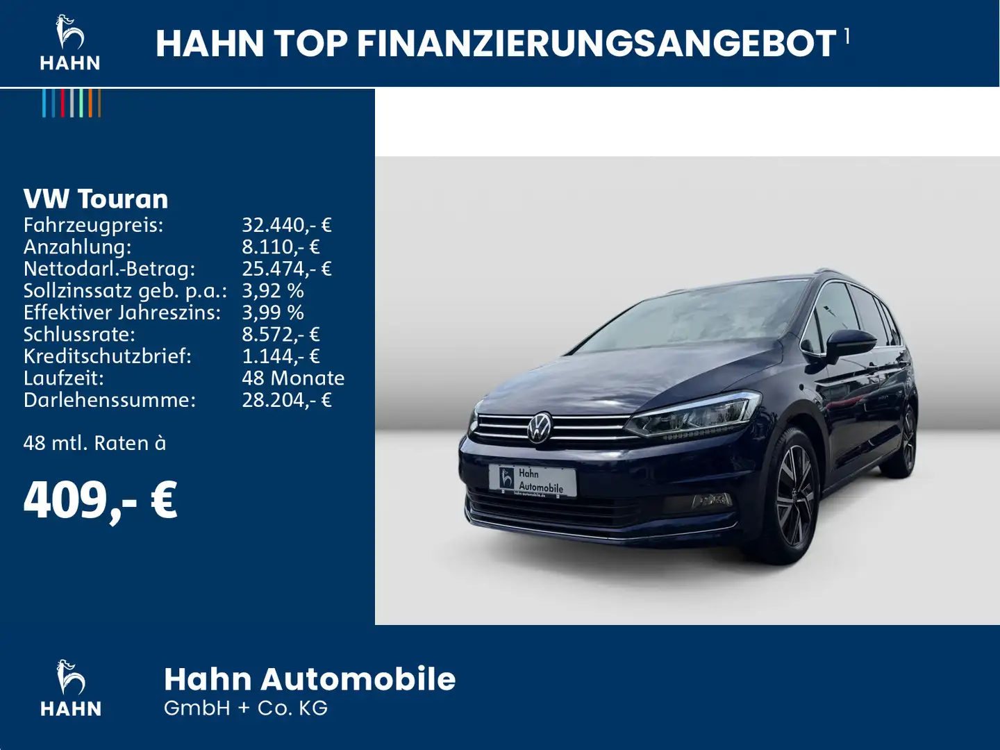 Volkswagen Touran Highline 1.5TSI DSG 7-SITZE AHK CAM NAVI Blau - 2