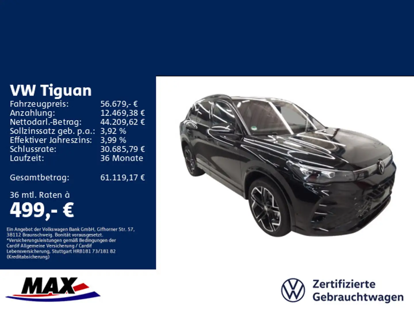 Volkswagen Tiguan 1.5 eTSI DSG R LINE IQ.LIGHT+AHK+HUD+PANO Schwarz - 1
