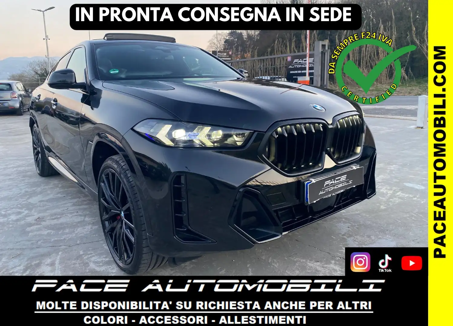 BMW X6 D BLACK PACK M-SPORT PRO MSPORT TETTO PELLE 22"HUD Nero - 1