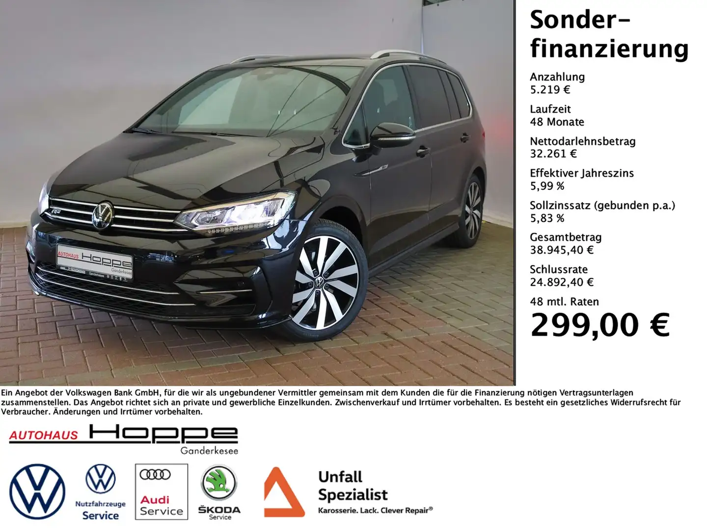 Volkswagen Touran Highline 1.5 l TSI DSG+7SITZER+RFK+R-LINE+NAVI Negro - 1