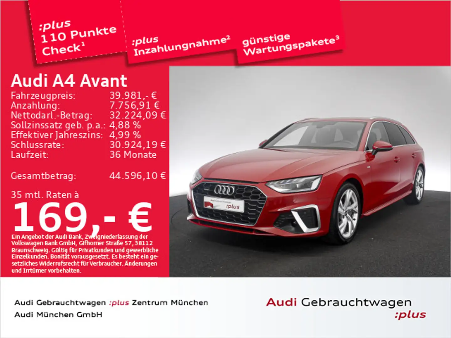 Audi A4 40 TFSI qu. S tronic 2x S line B&O/Matr Rot - 1