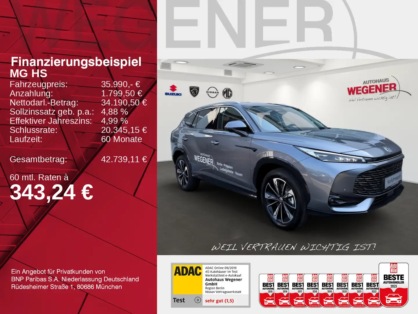 MG HS 1.5 T-GDi Hybrid+ Luxury |LED|360|CarPlay|ACC Grau - 2