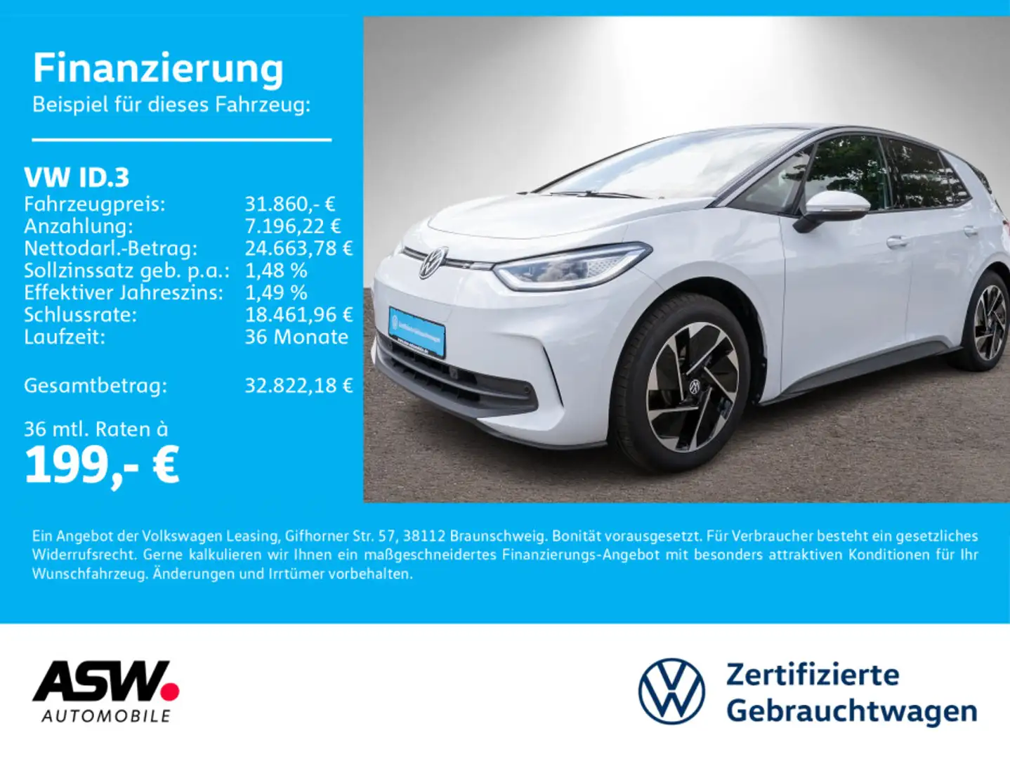 Volkswagen ID.3 Pro Performance LED NAVI AHK WÄRMEPUMPE ACC Weiß - 1