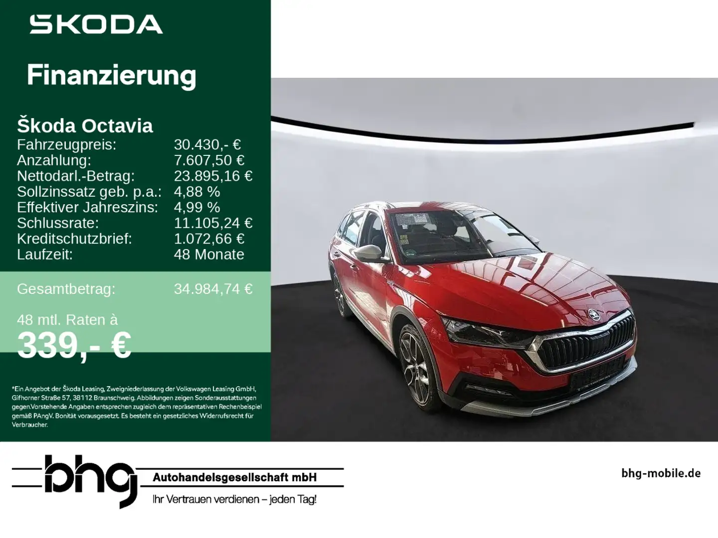 Skoda Octavia Combi 2.0 TDI DSG 4x4 Scout Rot - 1