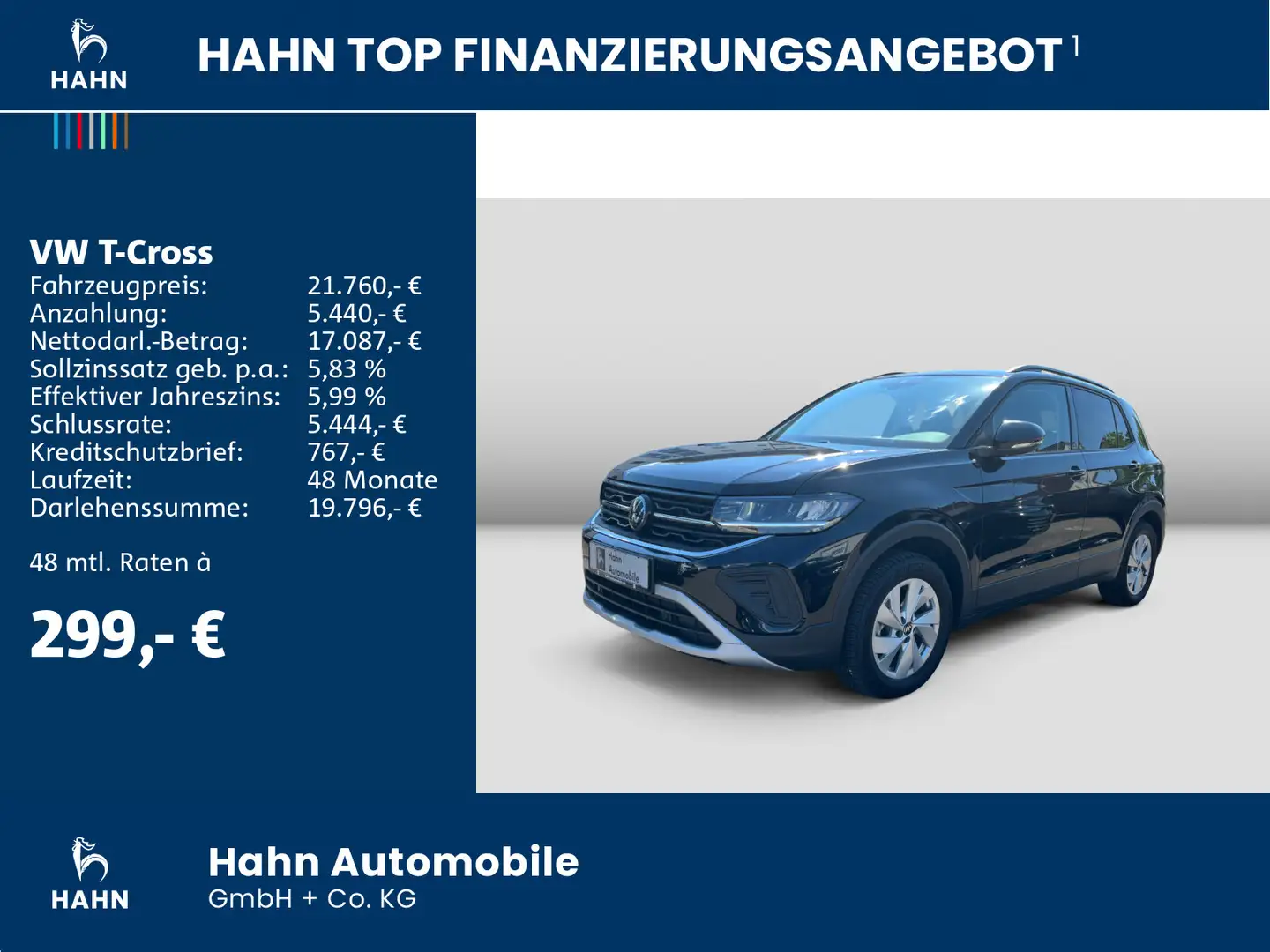 Volkswagen T-Cross 1.0TSI DSG Life AHK ACC App-Conn Climatr Noir - 2