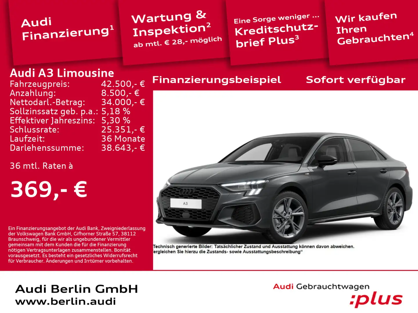 Audi A3 S line 35 TFSI S tronic Gris - 1