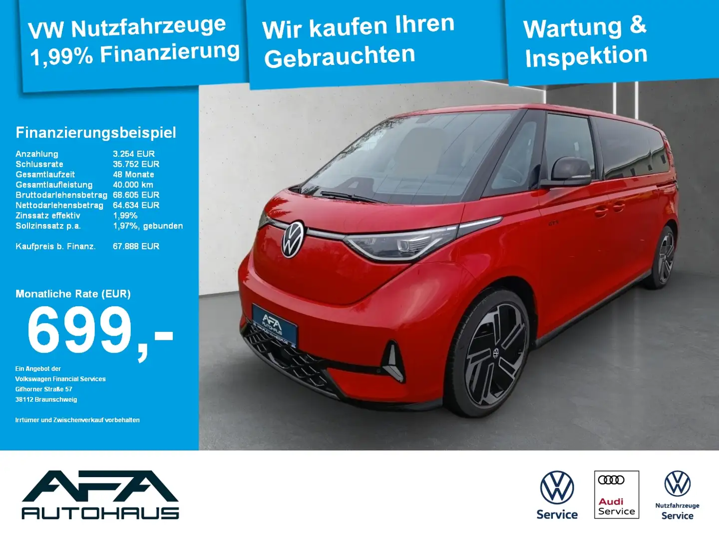 Volkswagen ID. Buzz GTX 4M lang 86kWh AHK*Harman*Wärmepumpe Rot - 1