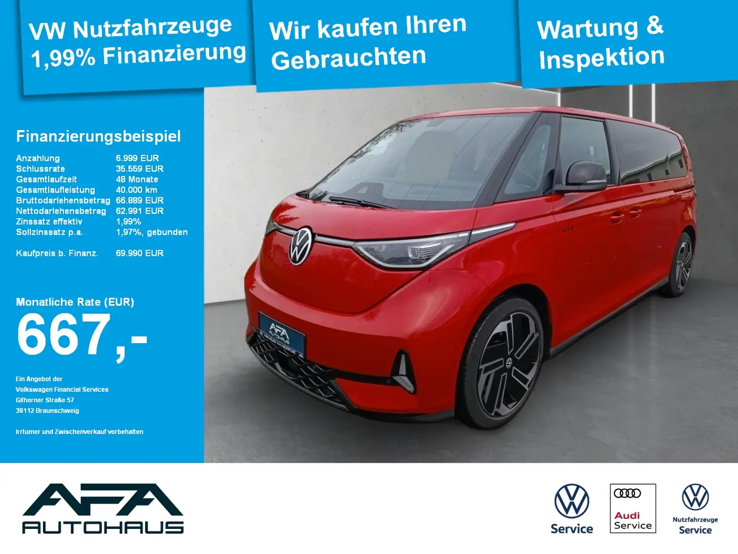 Volkswagen ID. Buzz ID.Buzz GTX 4Motion lang 86kWh AHK*Harman*Wärmep. Rouge - 1