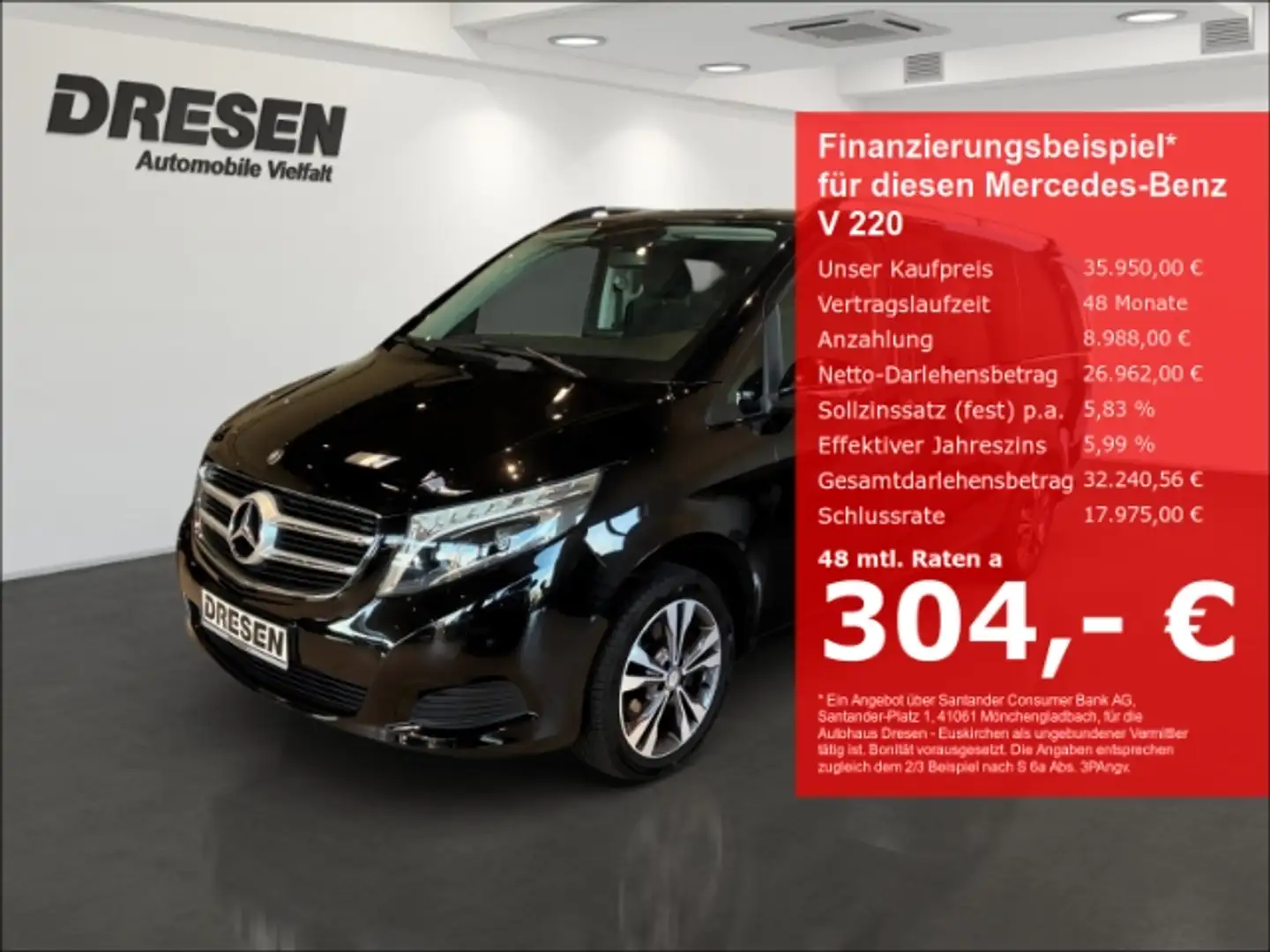 Mercedes-Benz V 220 d Lang 190PS G-Tronic/Audio 20/Kamera Schwarz - 1