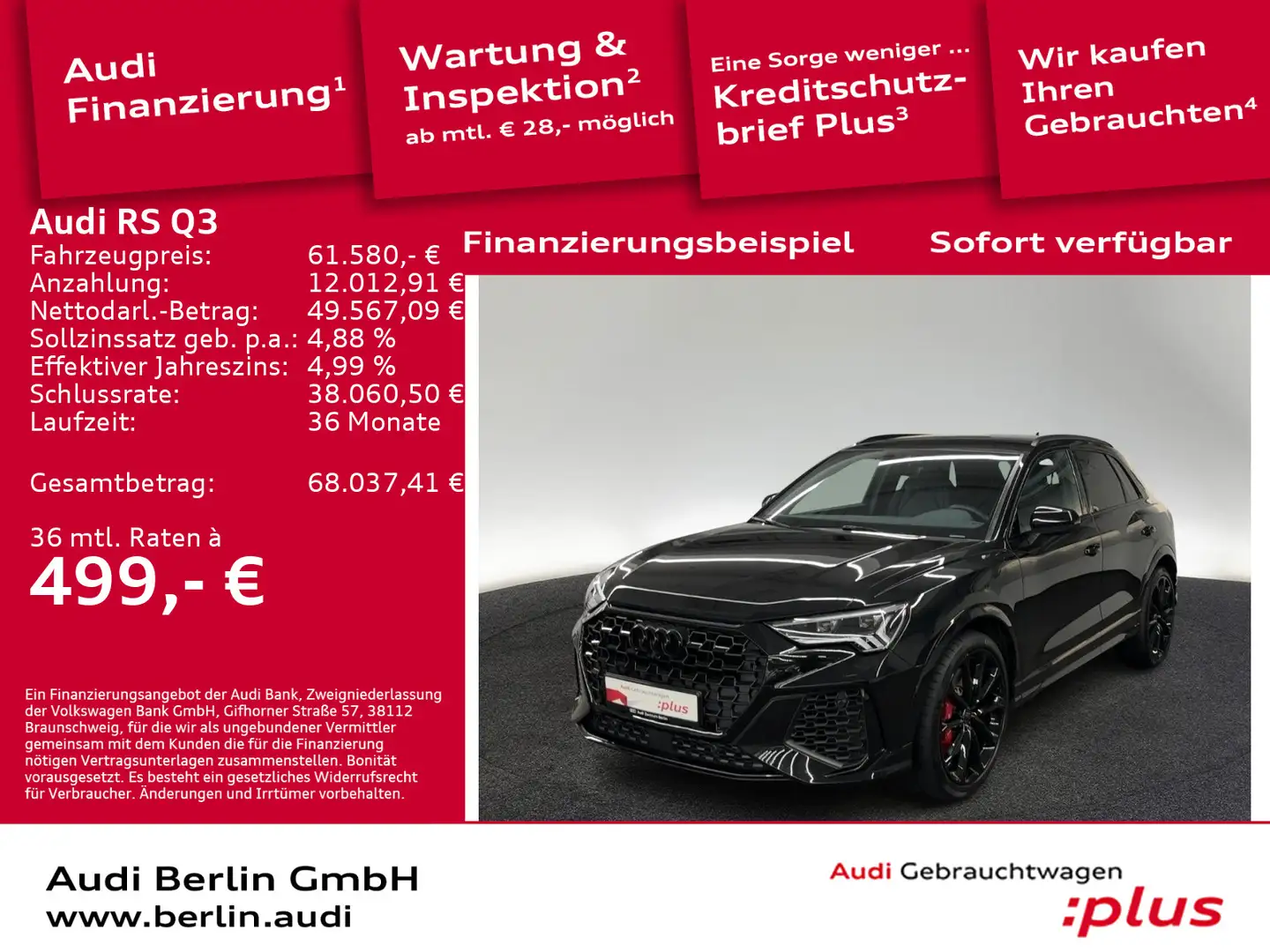 Audi RS Q3 2.5 TFSI S tr. AHK MATRIX 360°K NAVI SONOS Schwarz - 1