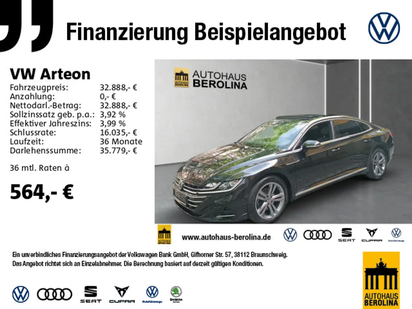 Volkswagen Arteon 2.0 TDI R-Line DSG *PANO*IQ.LIGHT*R-CAM* Schwarz - 1