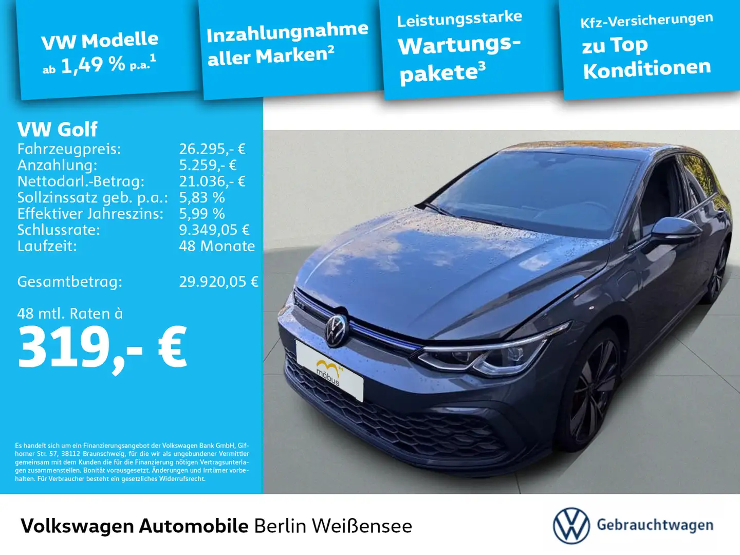 Volkswagen Golf GTE VIII 1.4 eHybrid GTE *DSG*NAV*APP*LED*RFK*S Grau - 1