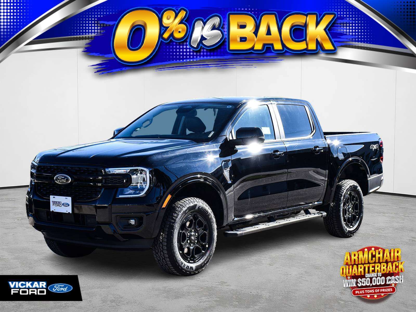 Black 2026 Ford Ranger Pickup Truck Four-Wheel Drive Automatic