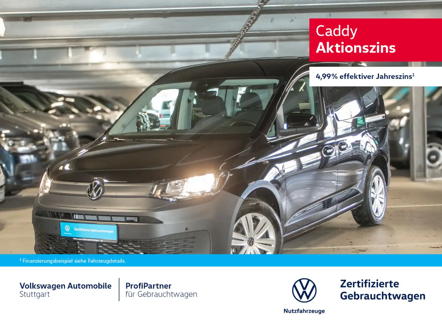 Volkswagen Caddy DSG 2.0 TDI Euro 6d ISC FCM AHK Klima Navi Schwarz - 1