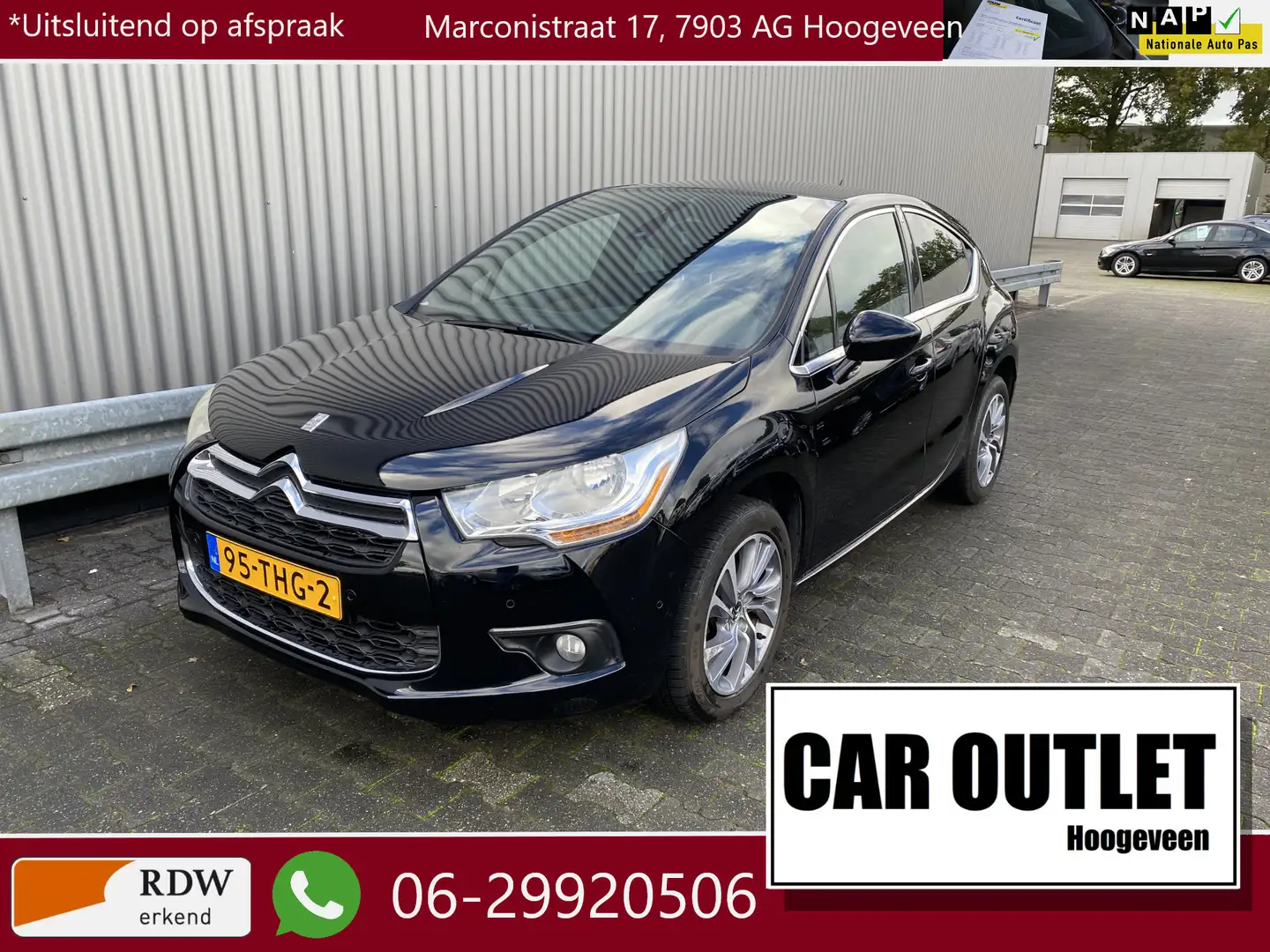 Citroen DS4 1.6 THP So Chic 53Dkm.NAP! AUTOMAAT, Leer, Clima, Zwart - 1