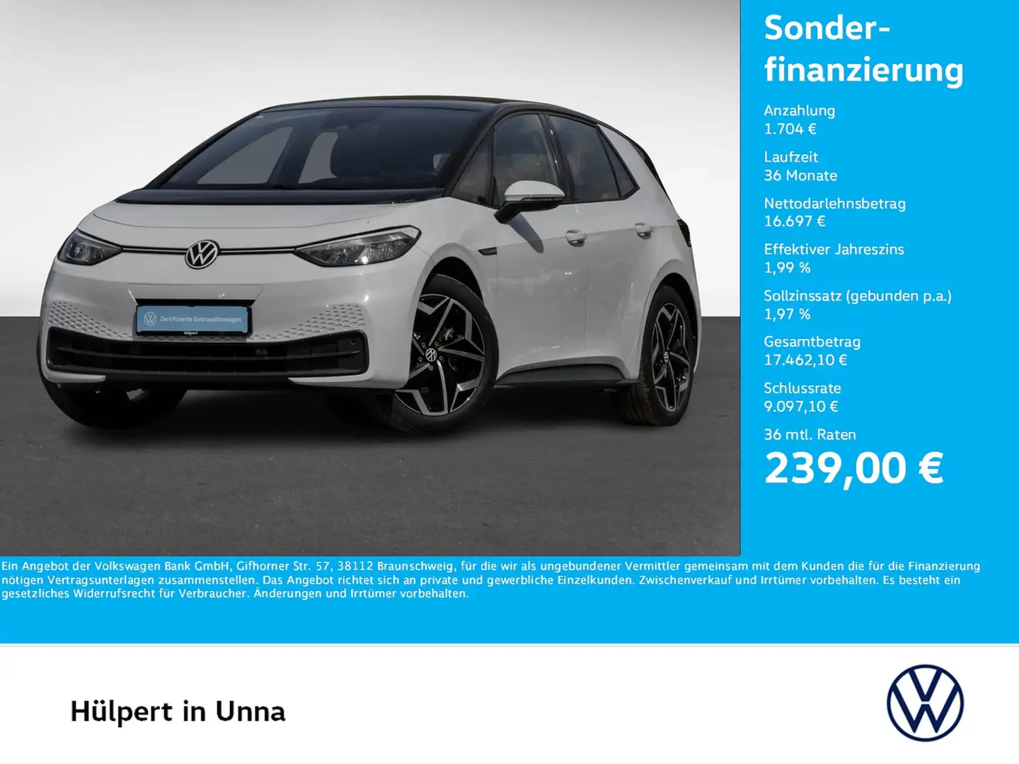 Volkswagen ID.3 Pure Performance CAM LM19 NAVI SITZHEIZUNG Blanc - 1