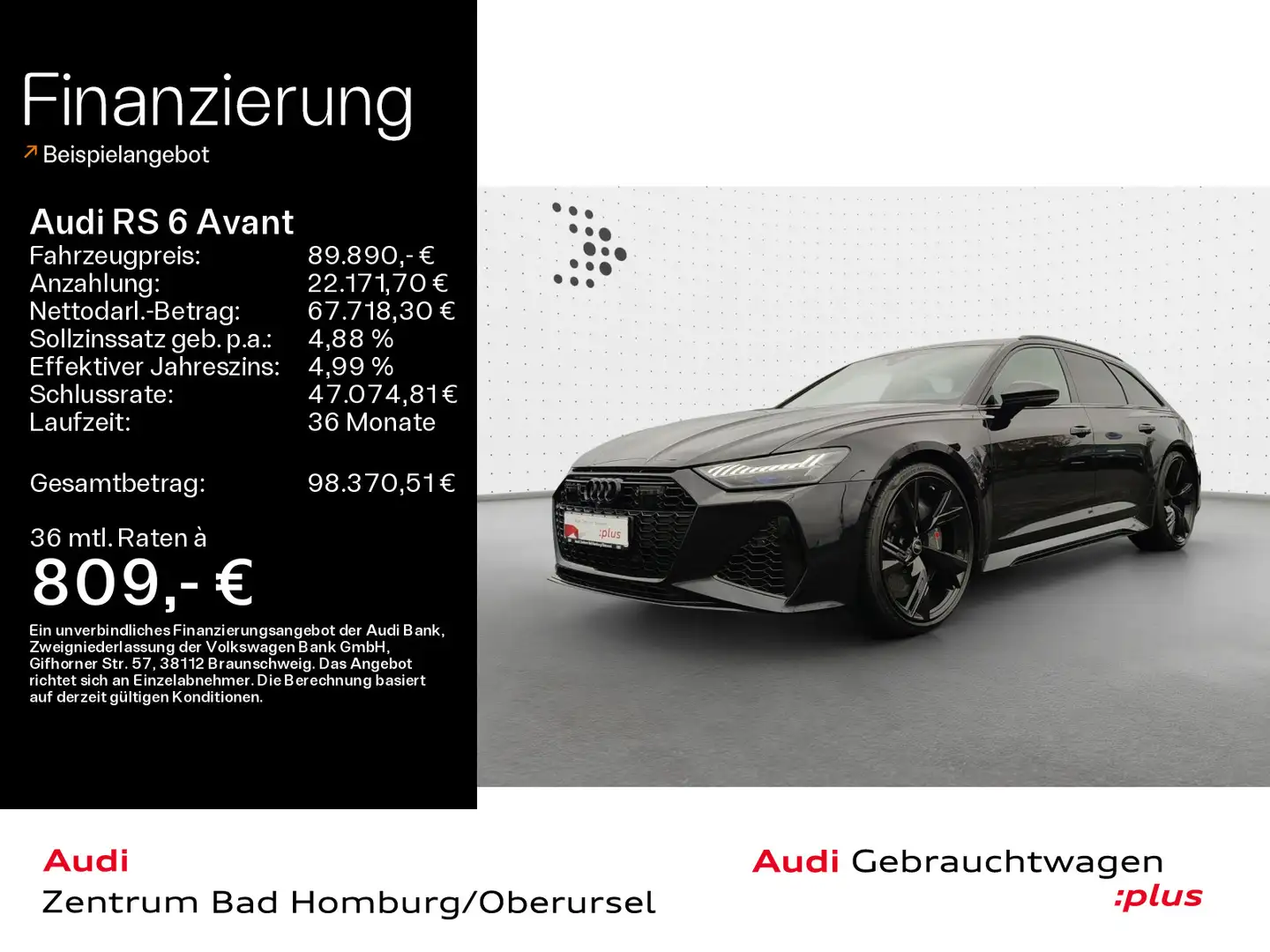 Audi RS6 quattro*Navi*Matrix*B&O*Alu*HUD*PDC*P Schwarz - 1