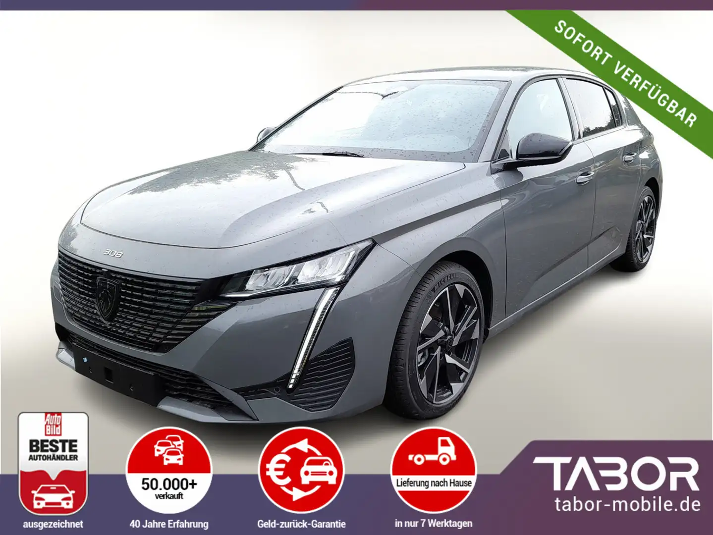 Peugeot 308 130 EAT8 Allure Nav Keyl 360° ACC SHZ PDC Grau - 1