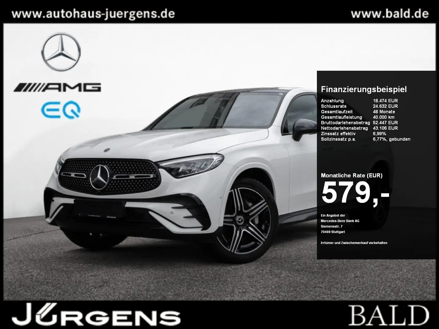Mercedes-Benz GLC 220 d 4M Coupé AMG-Sport/Pano/AHK/Night/20' Blanc - 1