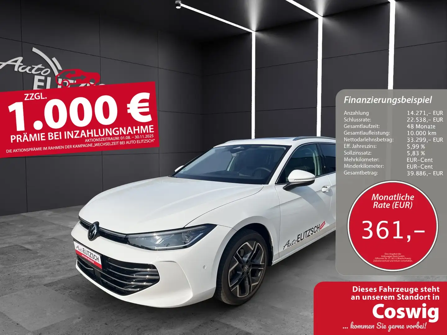 Volkswagen Passat 2.0 TDI Elegance DSG LED ACC 18" AHK Leder Pano... Weiß - 1