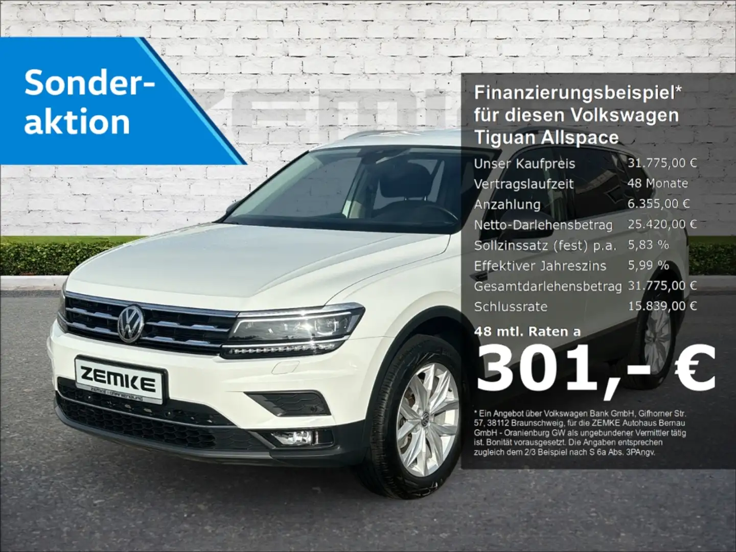 Volkswagen Tiguan Allspace 2.0 TDI DSG Highline 4Motion AD LED Kurvenlicht Sp Bianco - 1