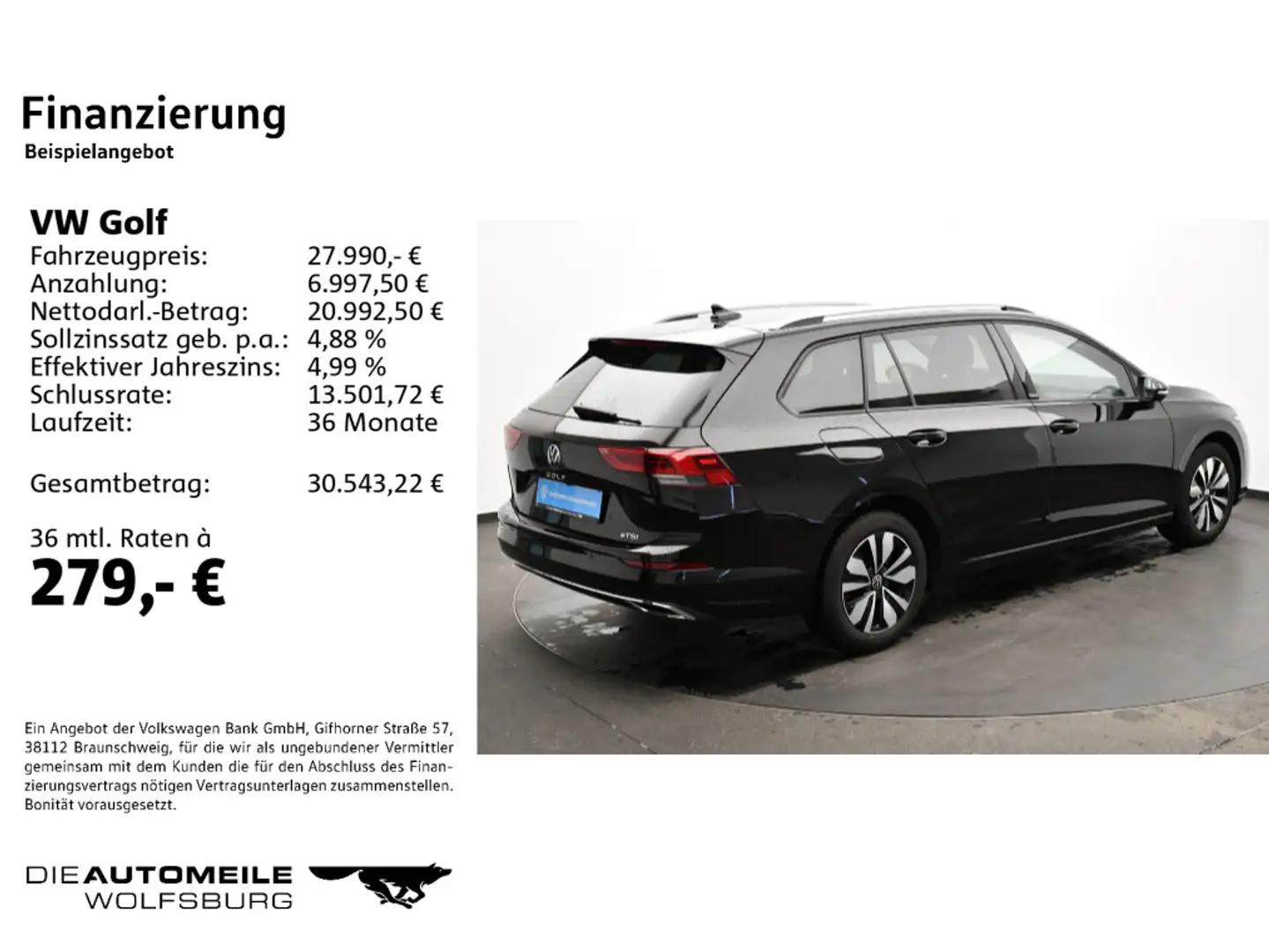 Volkswagen Golf Variant Golf 8 VIII Variant 1.0 eTSI DSG MOVE LED/ACC/Na Schwarz - 2