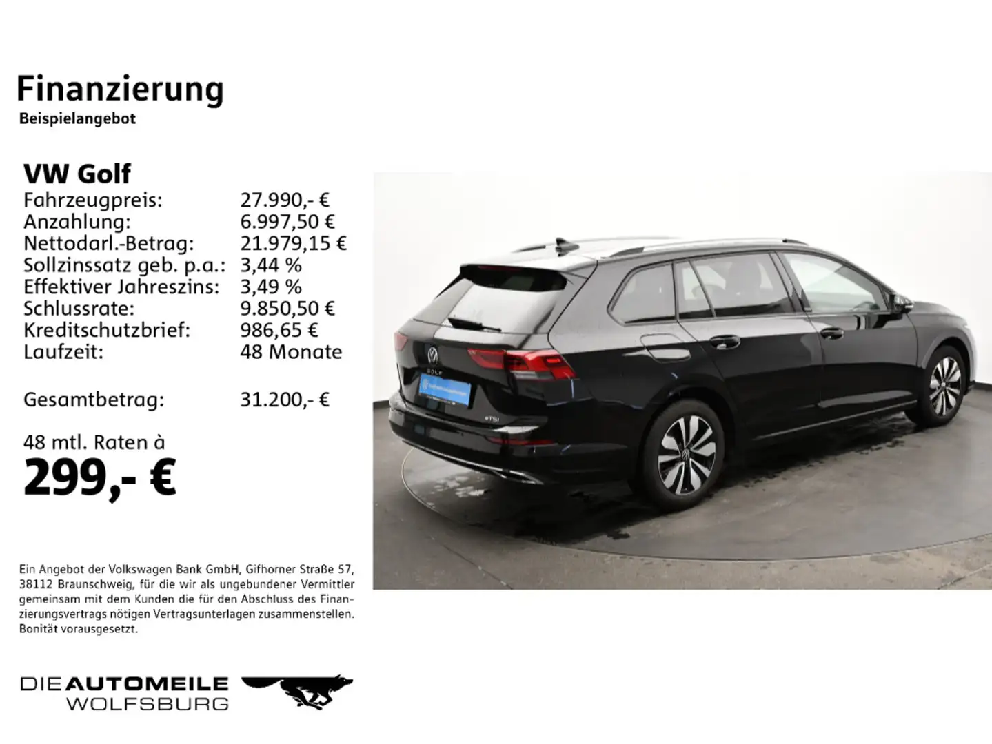 Volkswagen Golf 8 VIII Variant 1.0 eTSI DSG MOVE LED/ACC/Na Schwarz - 2