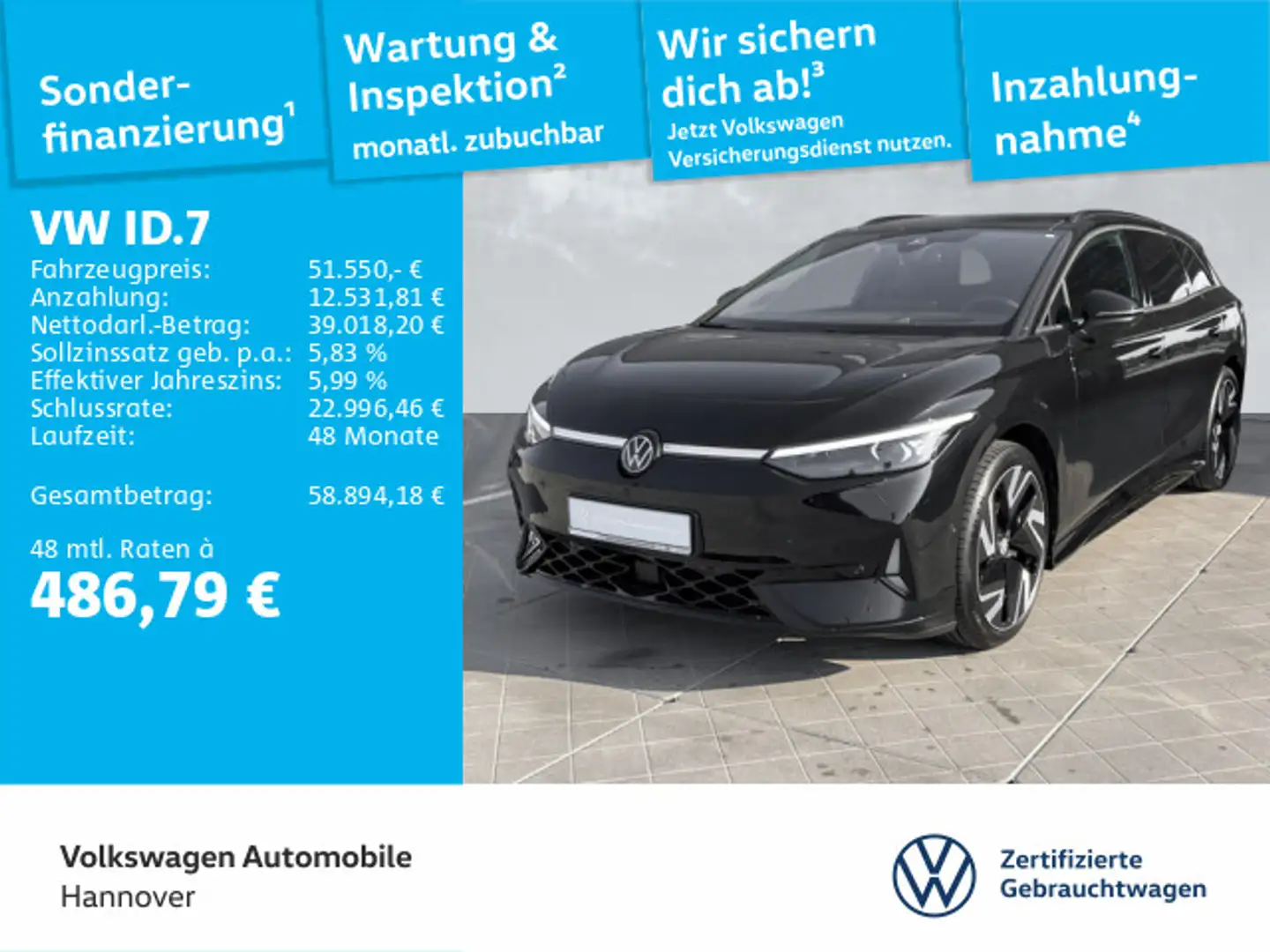 Volkswagen ID.7 Tourer GTX 4-Motion Navi AHK Pano LED Kamer Schwarz - 1