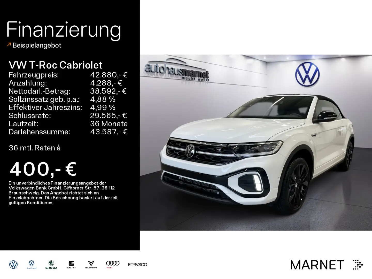 Volkswagen T-Roc 1.5 TSI DSG R-Line NAV*DIGI*LEDE Weiß - 1