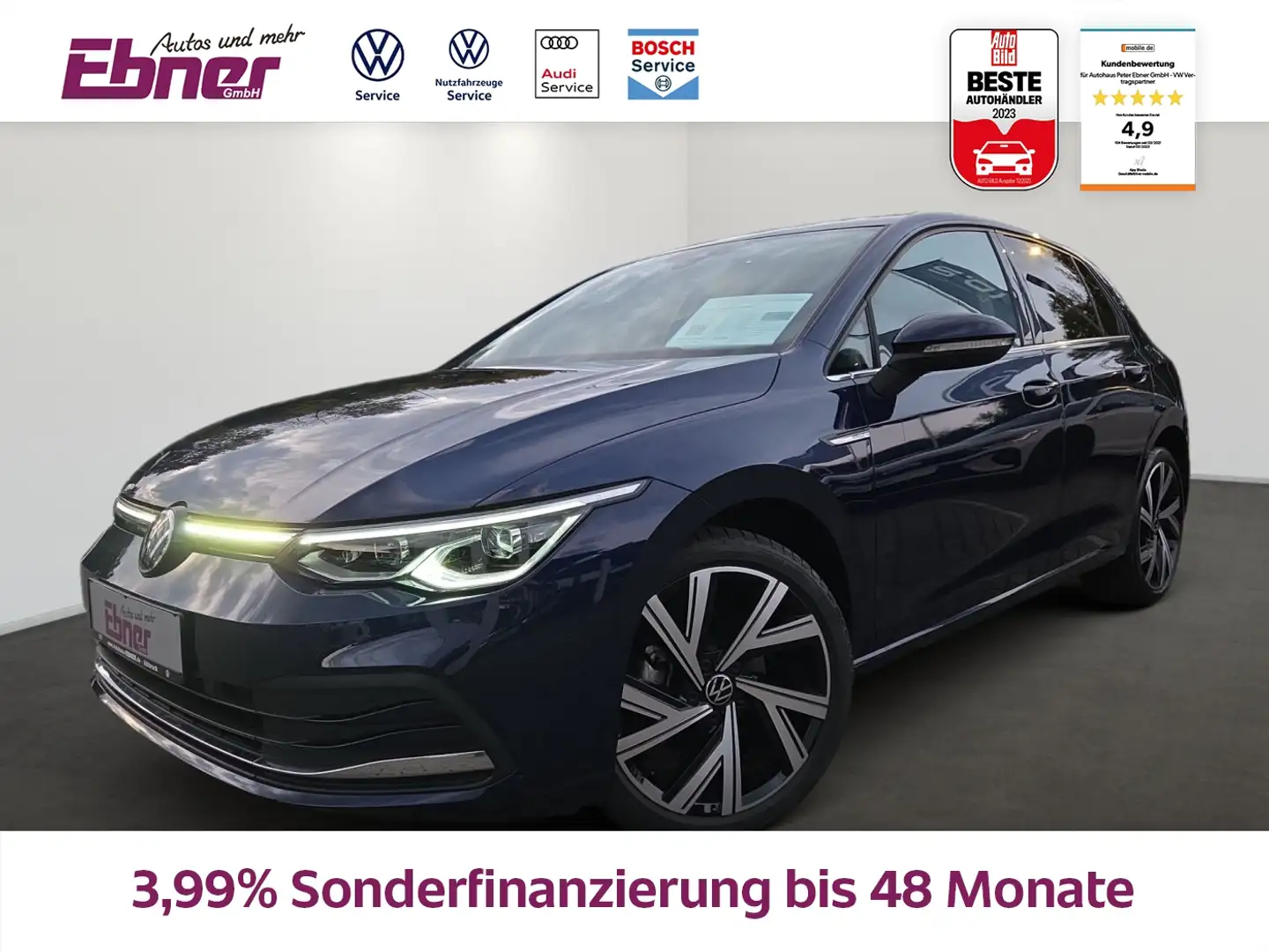 Volkswagen Golf VIII STYLE SPORT 1.5eTSI DSG H&K 480W+MEMORY+KEYLE Blau - 1