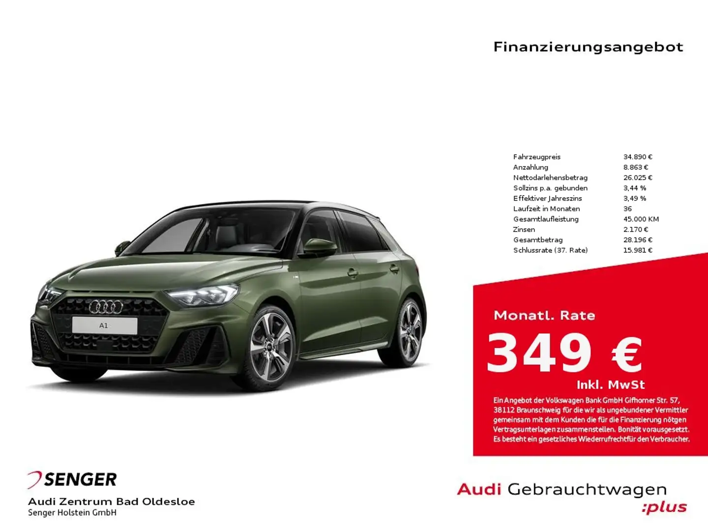 Audi A1 Sportback 25 TFSI S line Navi PDC Virtual-C. Vert - 1