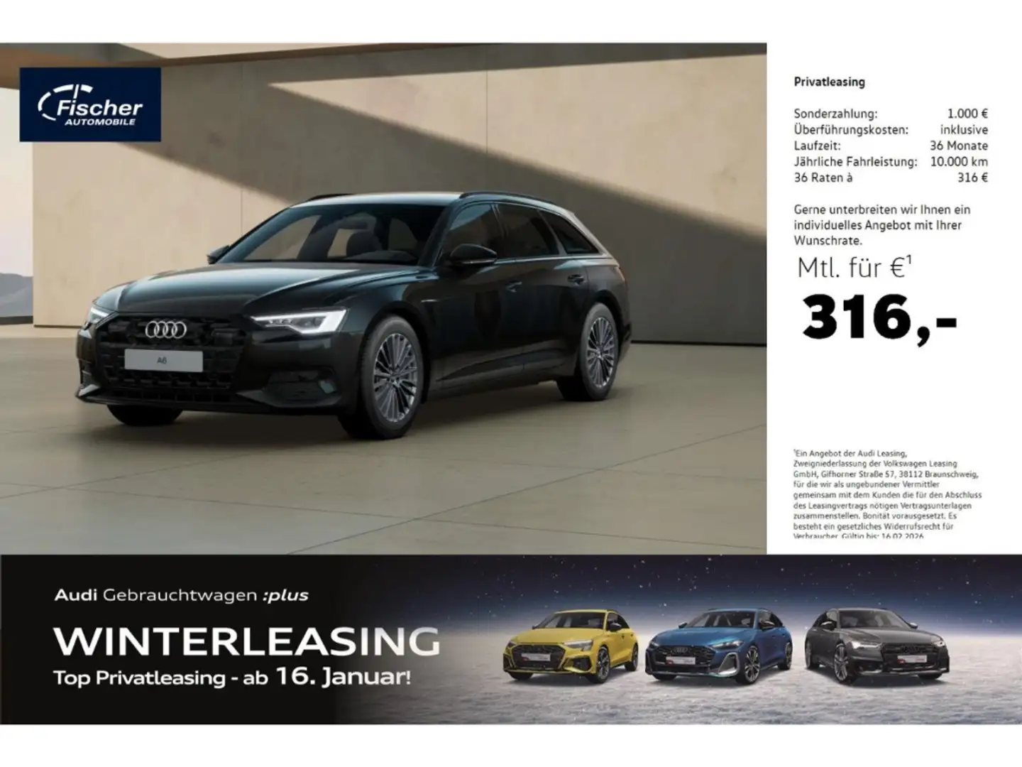 Audi A6 Avant 45 TFSI Advanced AHK/Matrix/Leder Schwarz - 1
