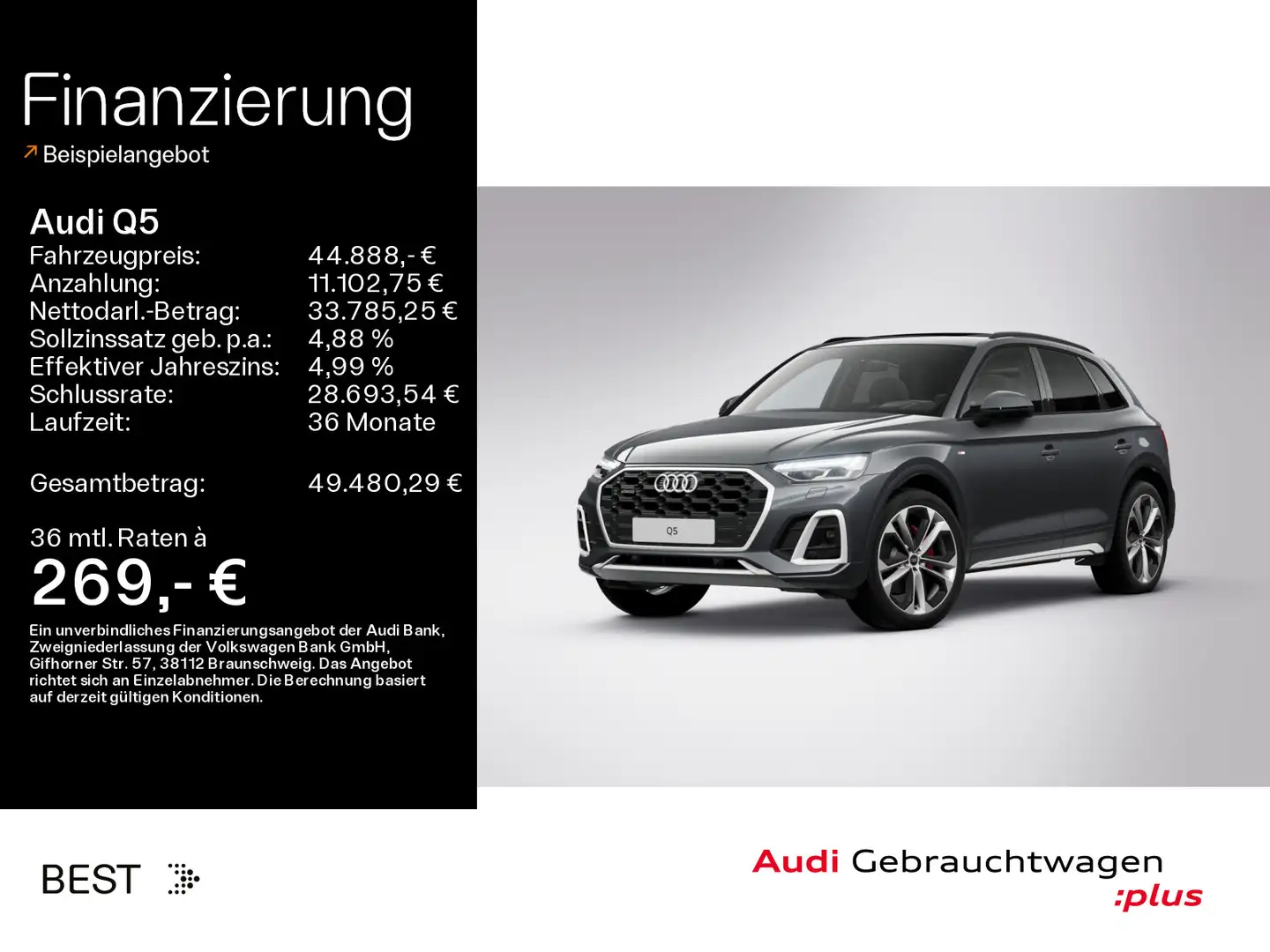 Audi Q5 S line 50 TDI qu. AHK*Air*Pano*HUD*Tour Grau - 1