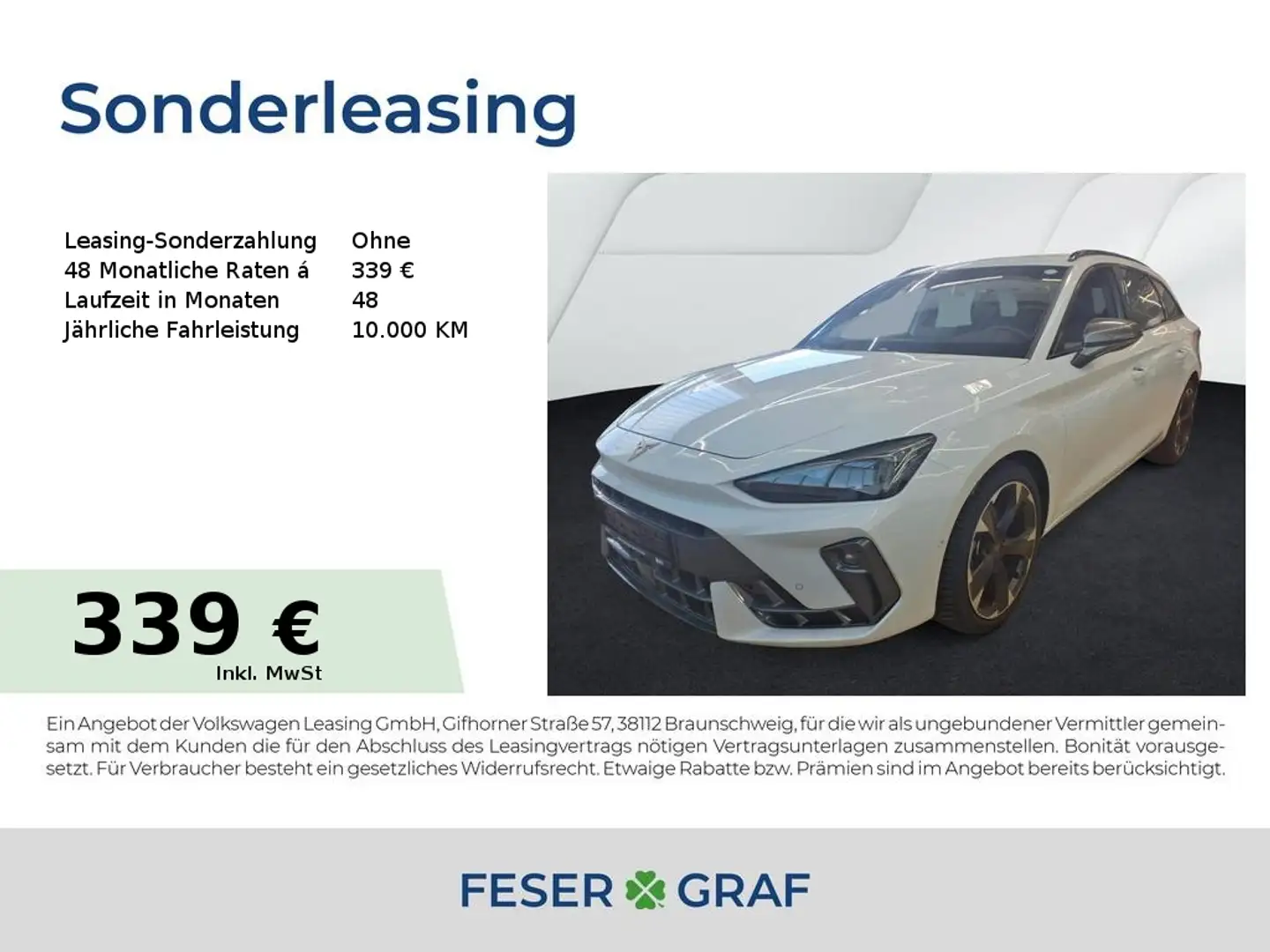 CUPRA Leon 1.5 eTSI DSG LED/ASSISTENZ XL/KAMERA/NAVI Weiß - 1