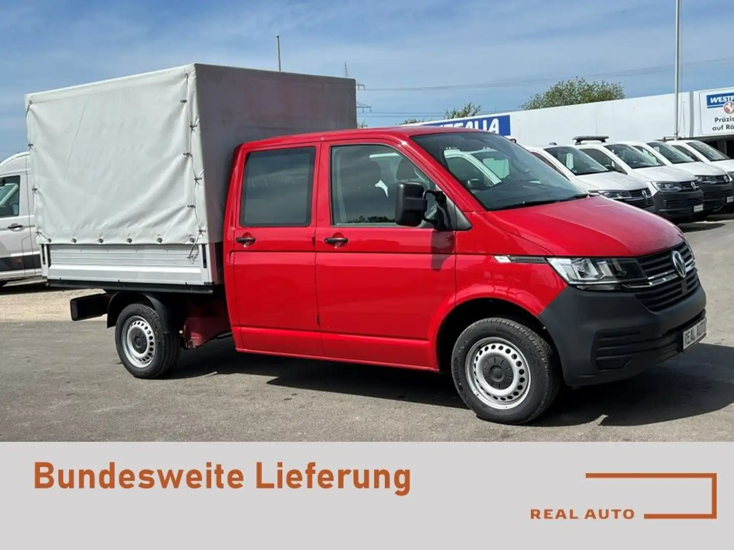 Volkswagen T6 Transporter 6.1 Doka TDI LR AHK*Klima*Standh Červená - 1