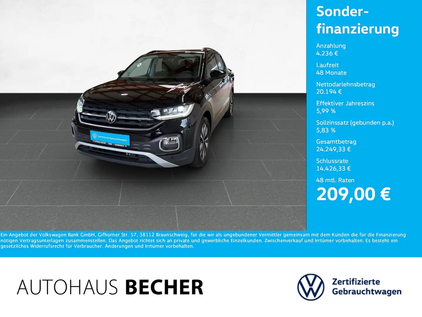 Volkswagen T-Cross Move 1.0 TSI DSG /IQ.Drive/LED/CarPlay Schwarz - 1