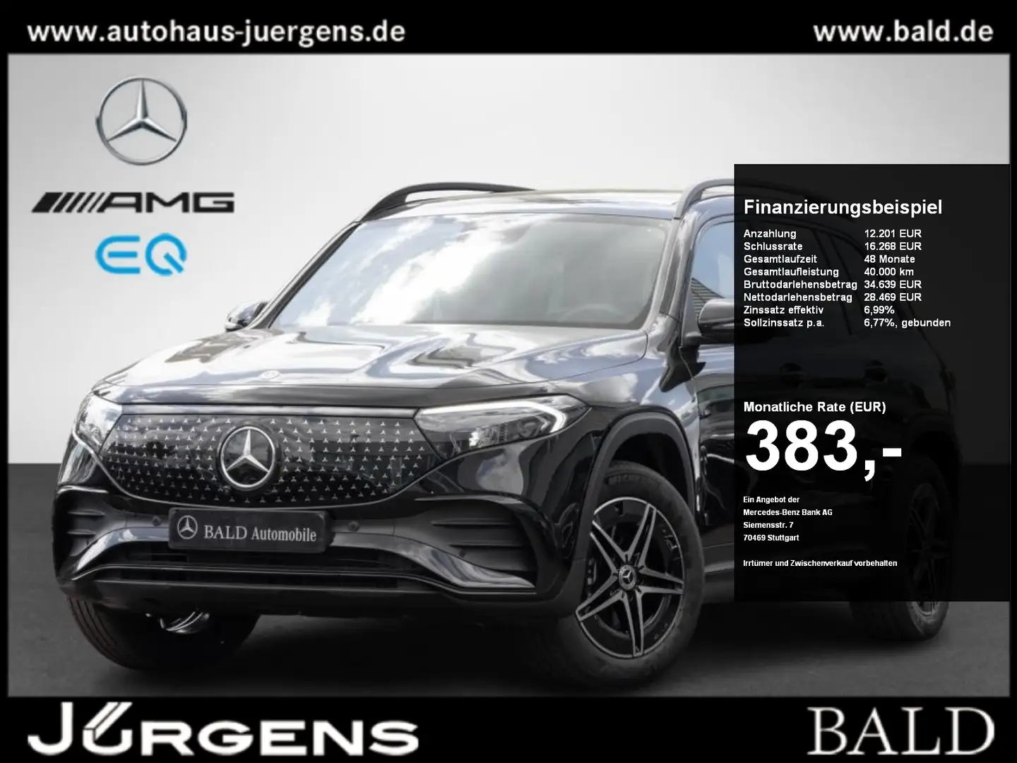 Mercedes-Benz EQB 300 4M AMG-Sport/360/Pano/Night/Memo/18' Negro - 1