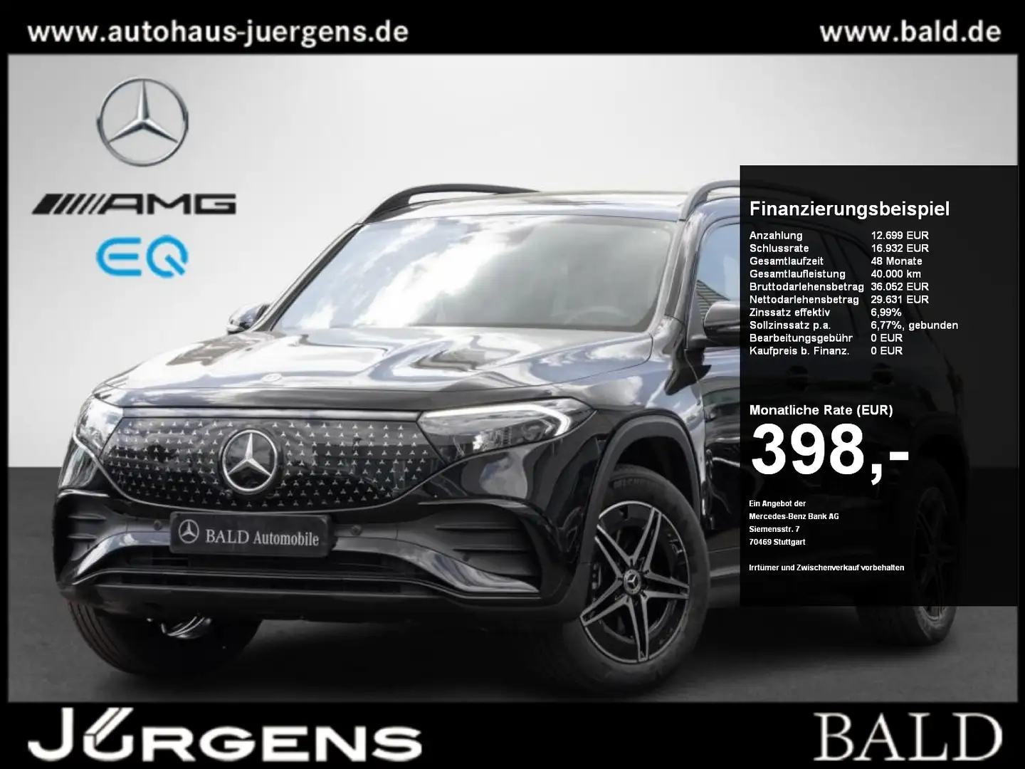 Mercedes-Benz EQB 300 4M AMG-Sport/360/Pano/Night/Memo/18' Schwarz - 1