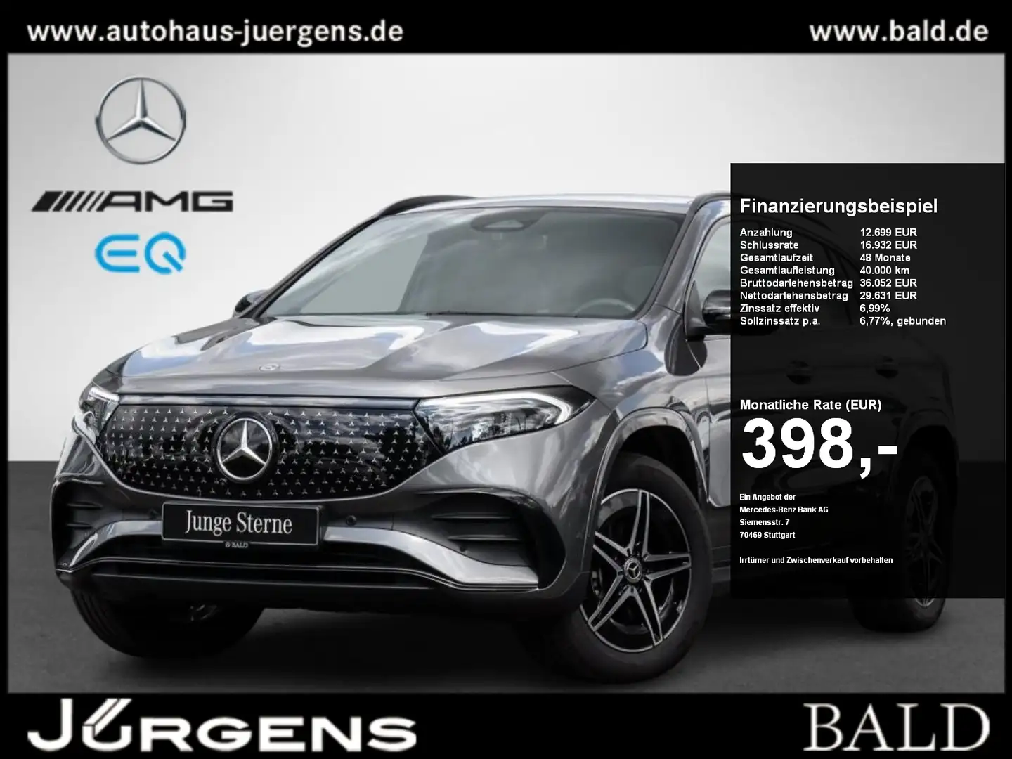 Mercedes-Benz EQA 350 4M AMG-Sport/Pano/AHK/360/Night/LED/Navi Gris - 1