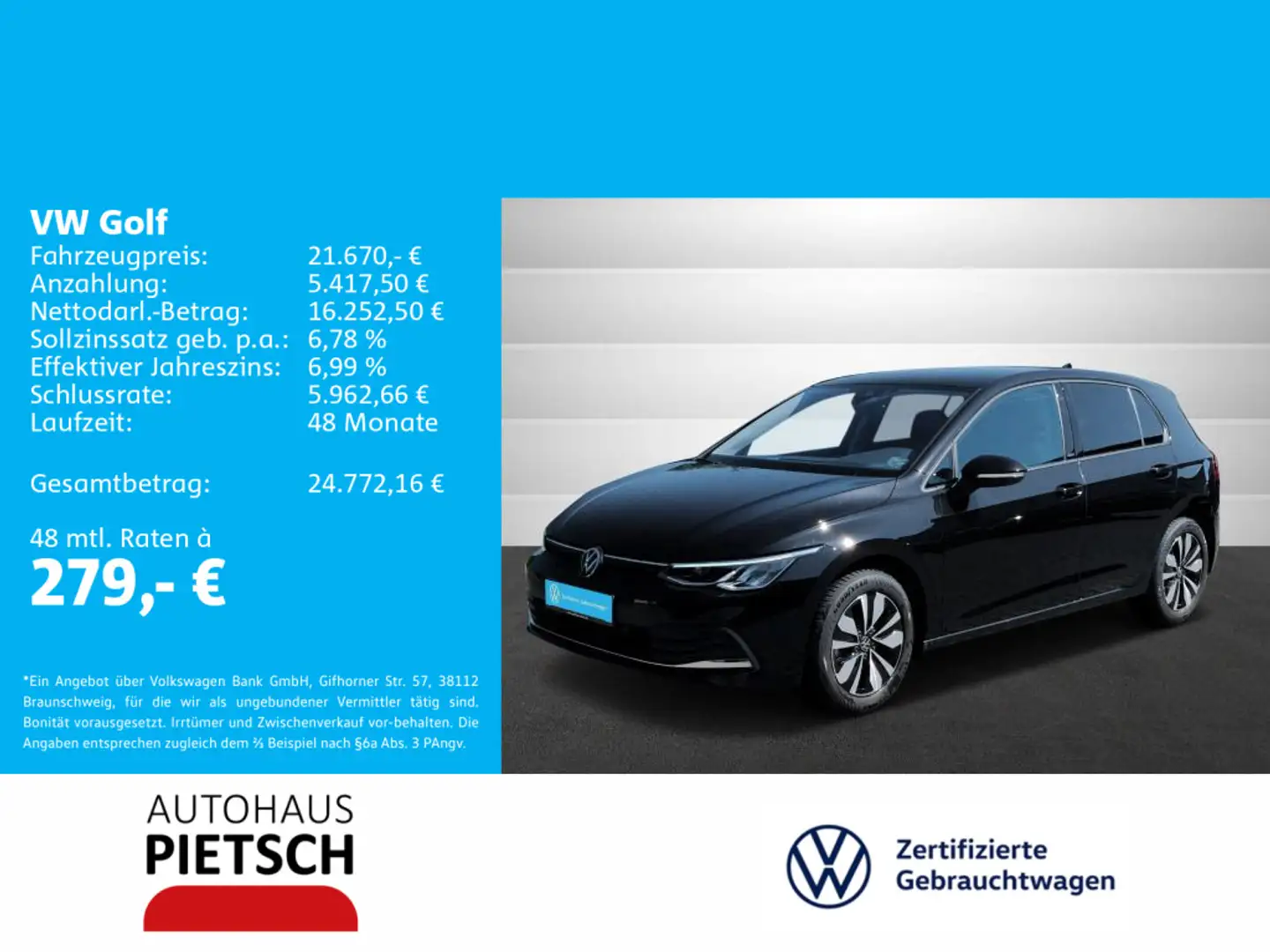 Volkswagen Golf VIII 1.5 TSI Move ACC LED Navi Sitzhzg Noir - 1