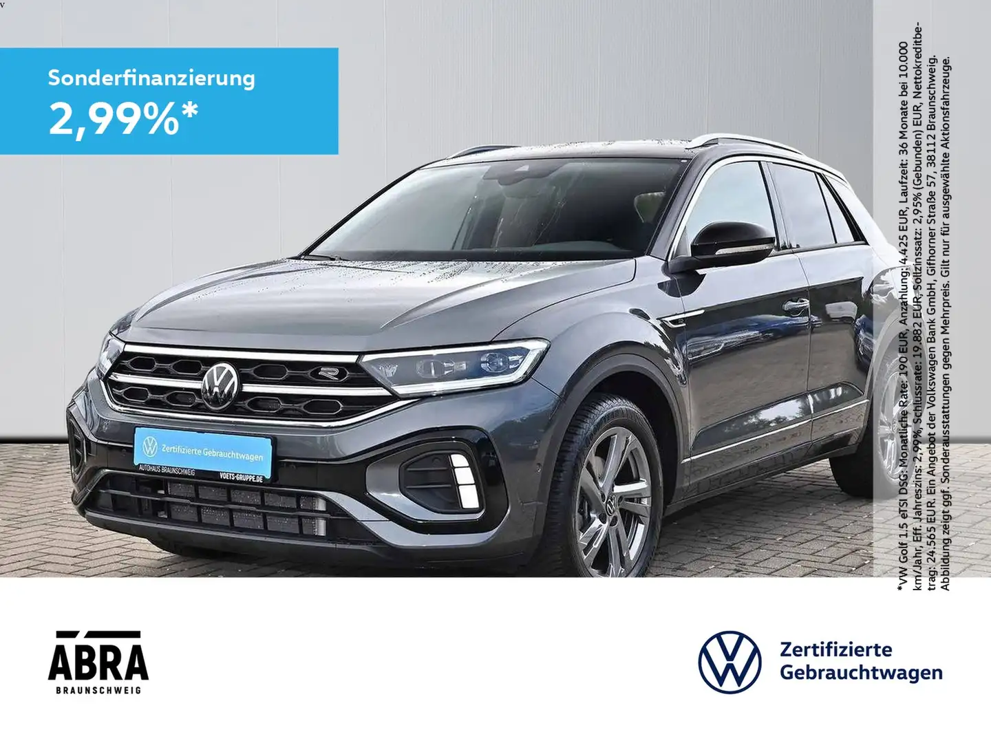 Volkswagen T-Roc 1.5 TSI R-Line DSG LED+CAM+LANE+ACC+PDC Grau - 1