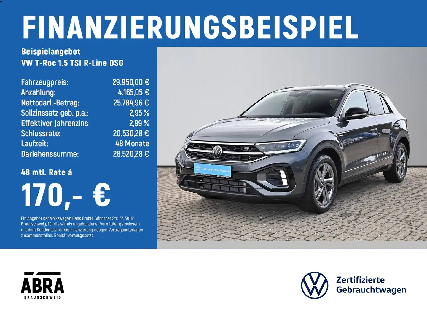 Volkswagen T-Roc 1.5 TSI R-Line DSG LED+CAM+LANE+ACC+PDC Grau - 2