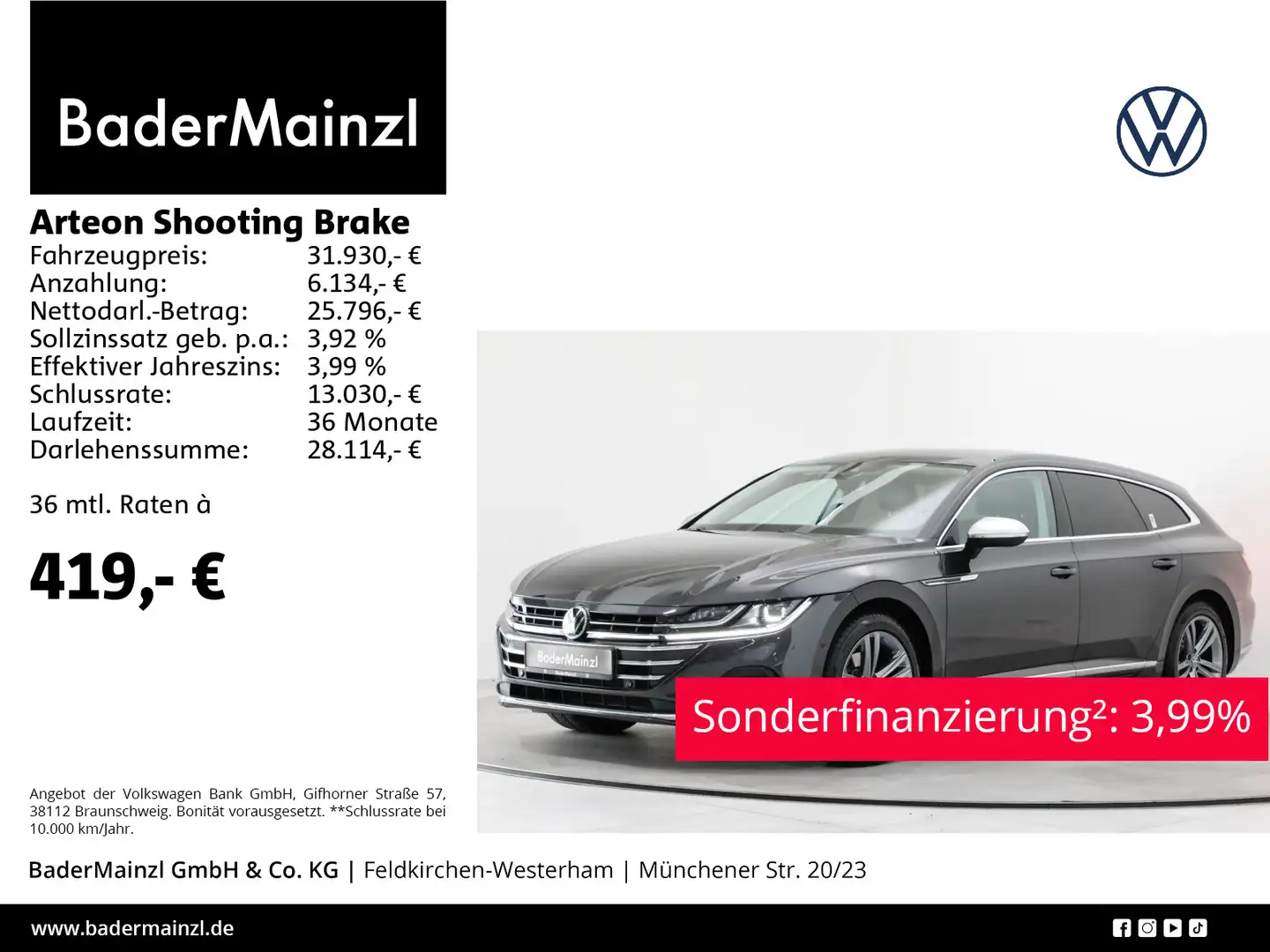Volkswagen Arteon 2.0 TSI DSG Elegance Stdhz Grau - 1