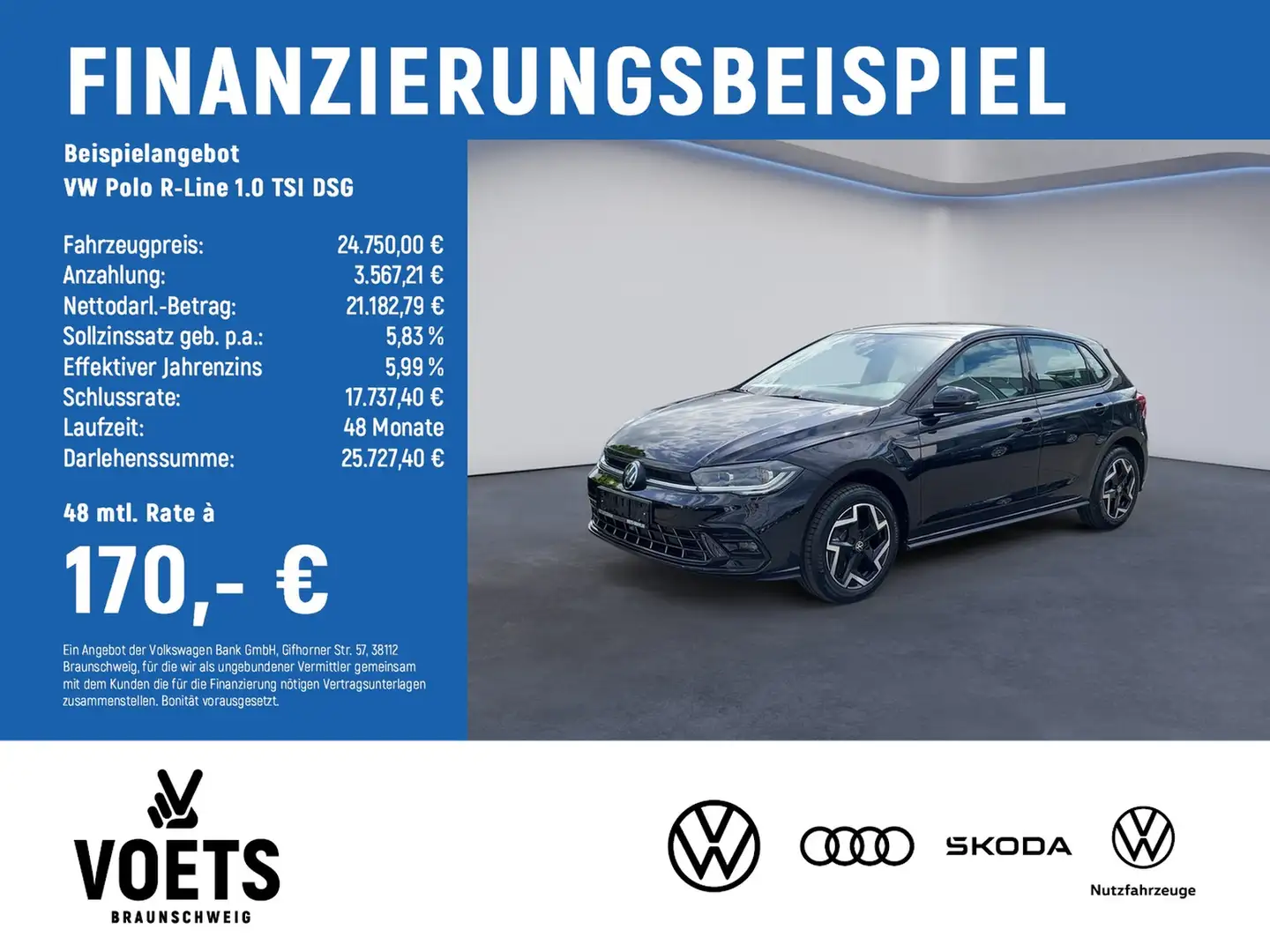 Volkswagen Polo R-Line 1.0 TSI DSG KEYLESS+RearView Schwarz - 2