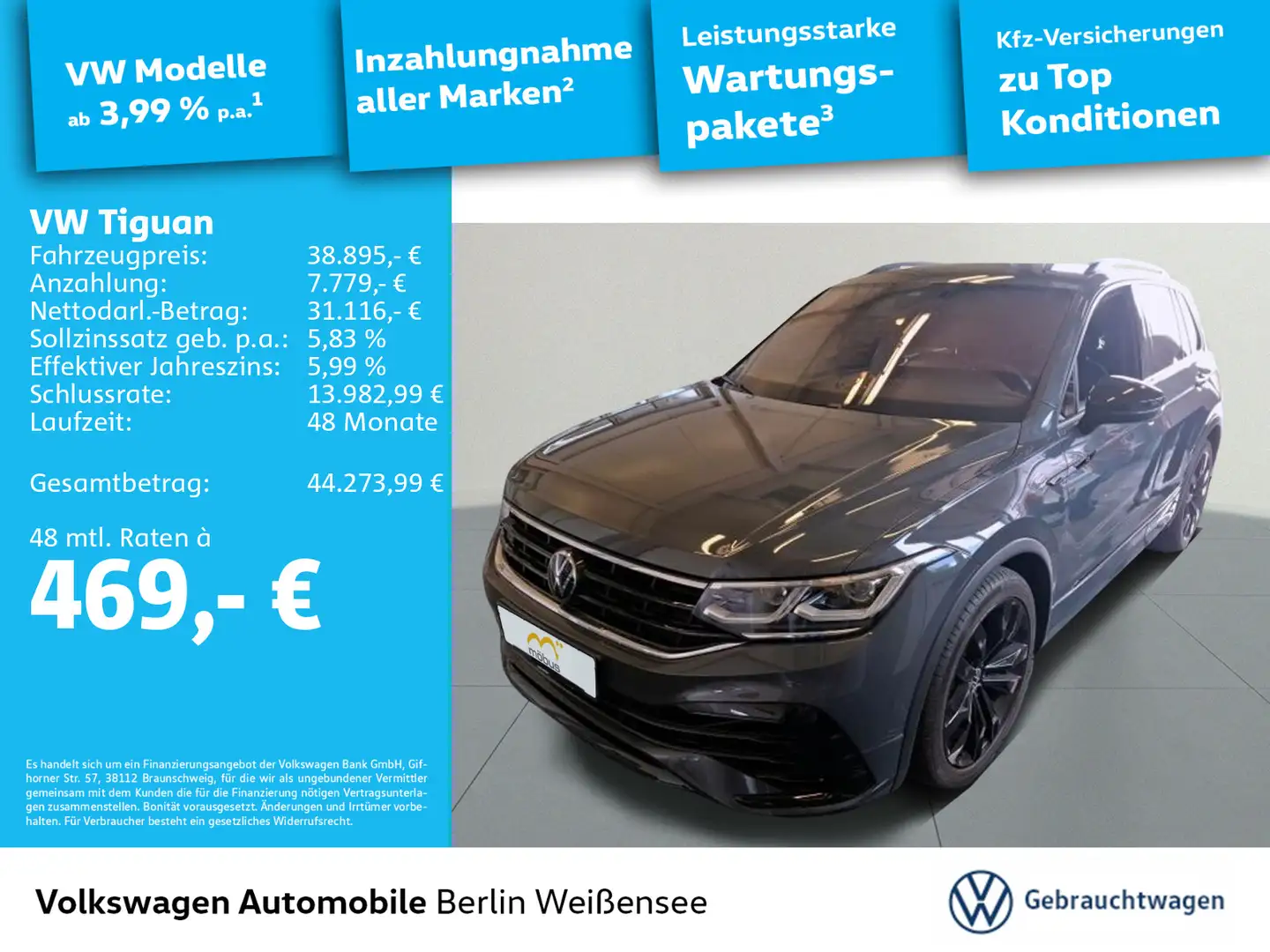 Volkswagen Tiguan 2.0 TDI R-Line 4Motion *DSG*APP*ACC*MATRI Grau - 1