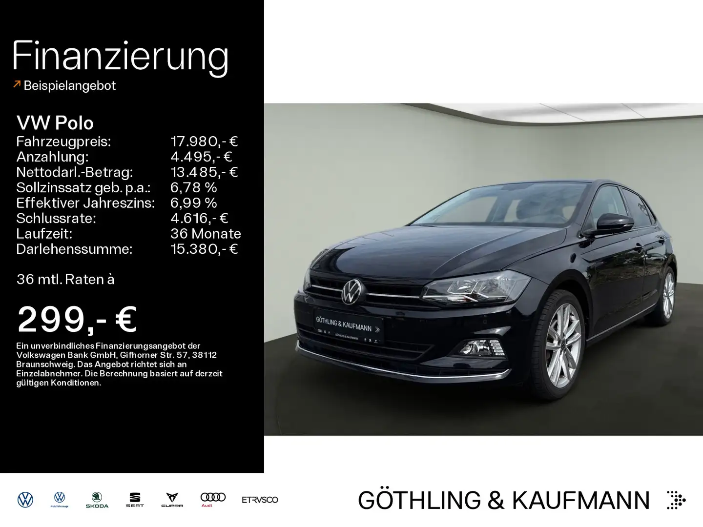 Volkswagen Polo Highline 1.0 TSI 81kW*DSG*VIRTUAL*KAM*NAVI* Noir - 1