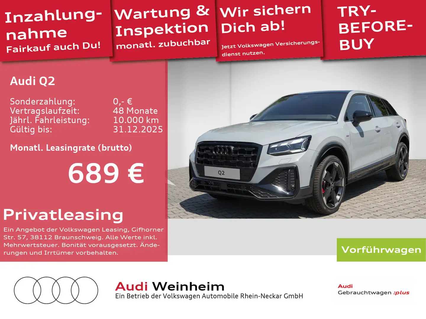 Audi Q2 40 2.0 TFSI quattro S line AHV Pano LED uvm Grau - 1