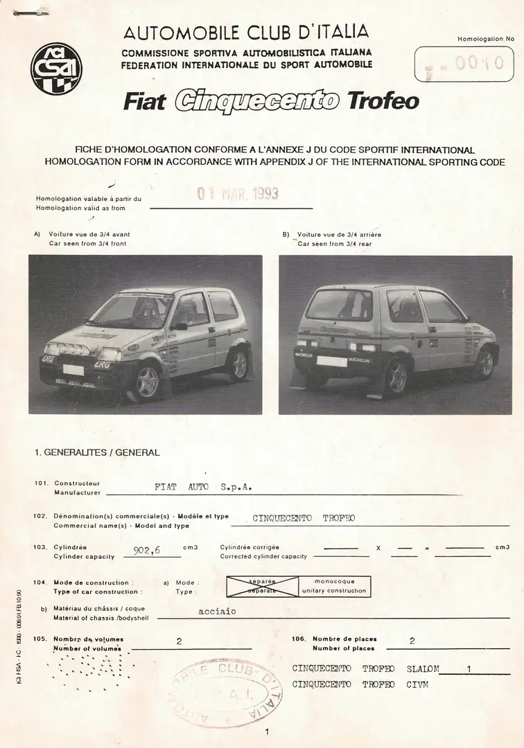 Fiat Cinquecento Trofeo FIAT Blanco - 2