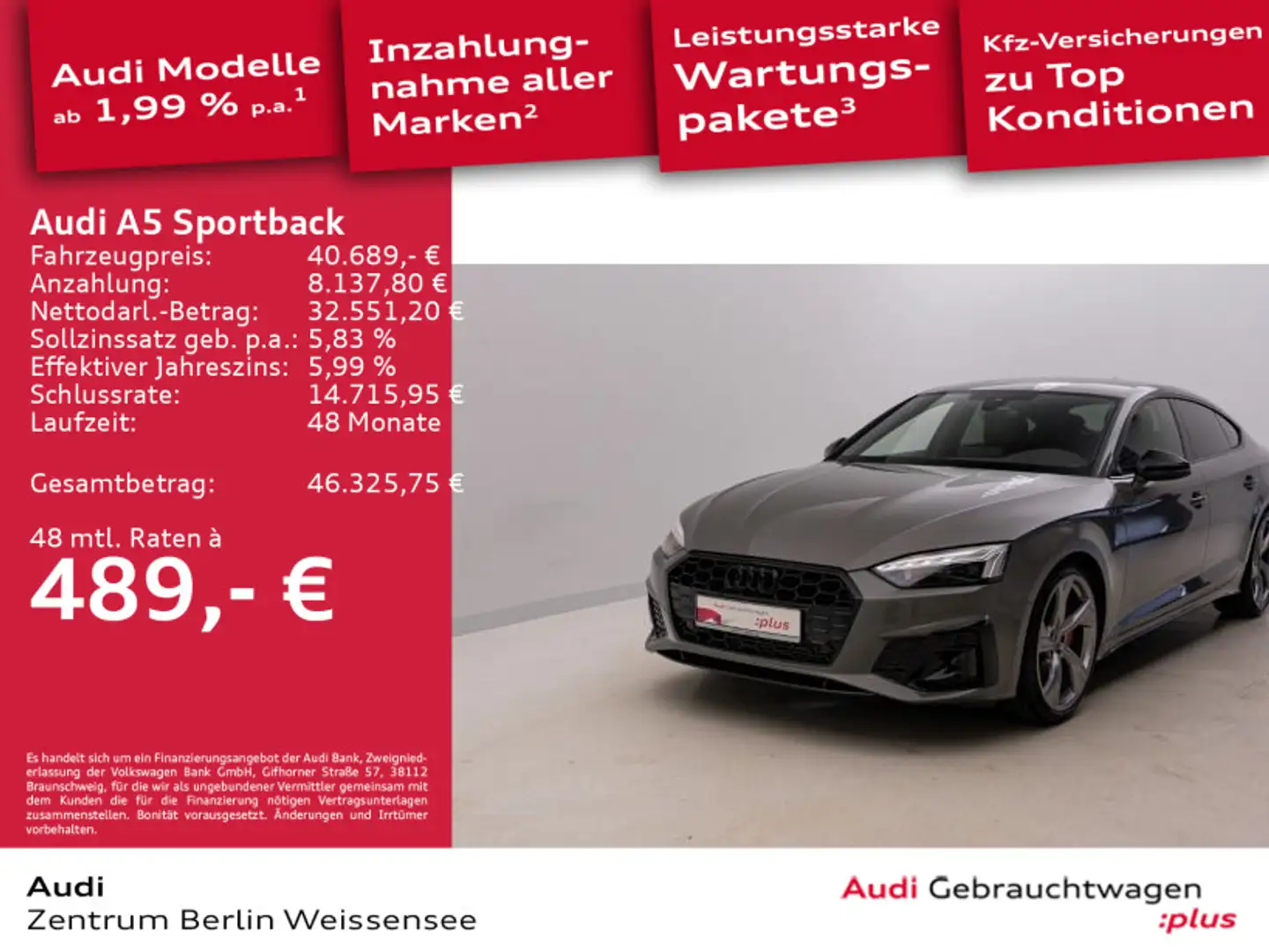 Audi A5 40 TFSI S-TRO*S-LINE*MATRIX*B&O*AHK Grau - 1