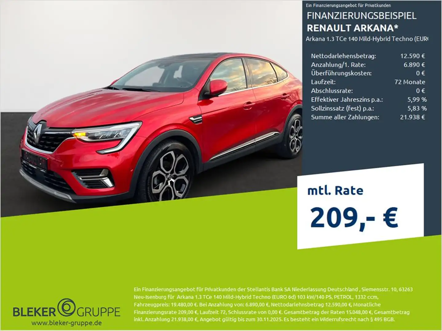 Renault Arkana 1.3 TCe 140 Mild-Hybrid Techno (EURO 6d) Rot - 1